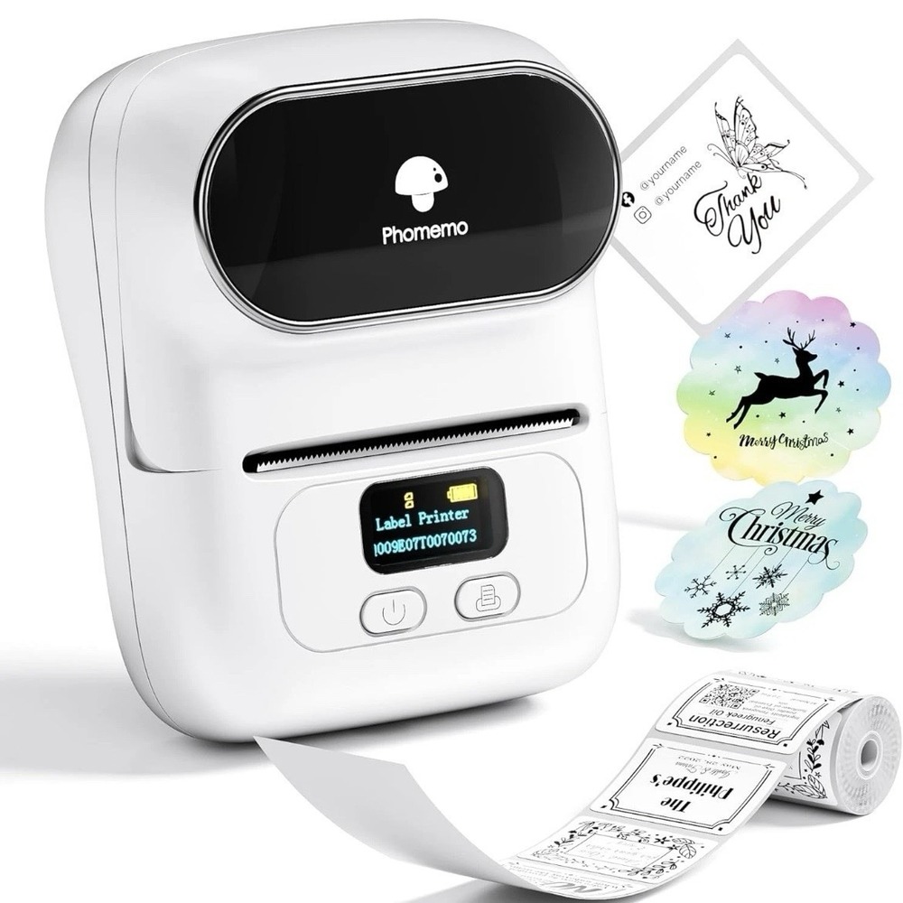 Phomemo M110 Label Makers - Barcode Thermal Bluetooth Label Printer In White
